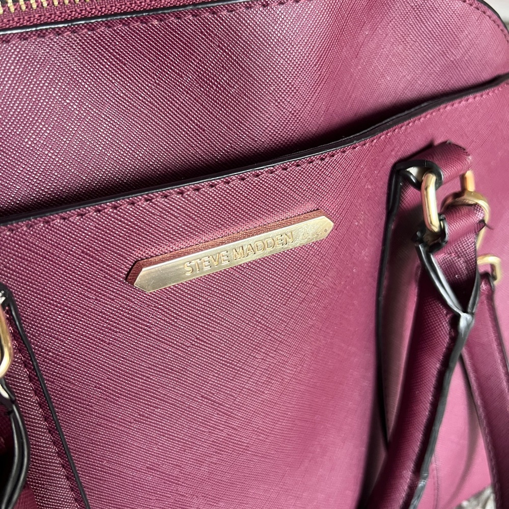 Steve Madden Burgundy Satchel Crossbody Purse - Picture 2 of 7